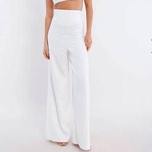 BCBGMaxAzria White Wide-Leg Trousers